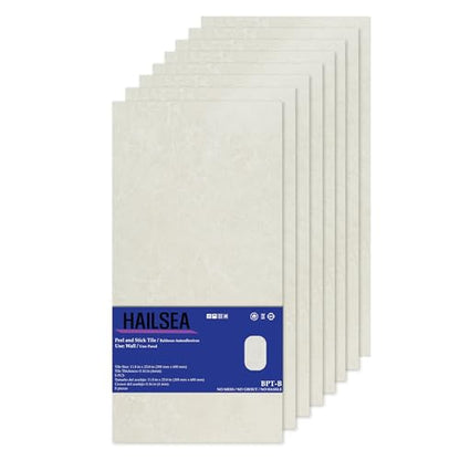 Peel and Stick Wall Panels, PP Marble Tiles 11.8"x23.6" 8 Sheets for Laundry Room, Basement, Entryway & Wet Bar Backsplash (Beige Rosa Girona) - color: Beige Rosa Girona