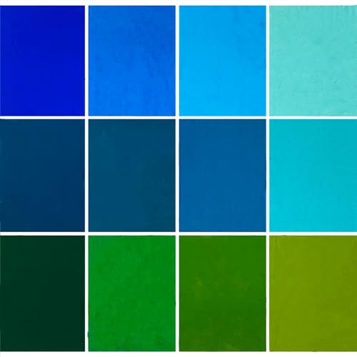 PALJOLLY Blue + Green Transparent Stained Glass Sheets Supply for Projects,12 Pack 6 x 4 inch Art Glass Mosaic Glass Pieces for Crafts - color: green+blue
