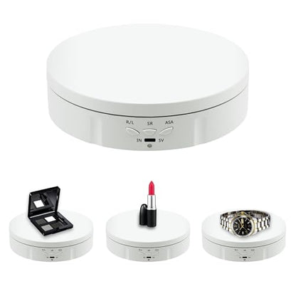 Mcbazel Motorized Rotating Display Stand, 5.7inch 360 Degree Electric Spinning Turntable Display Stand for Photography Shows/Jewelry/Watch/3D Models/Cake/Cup Ect,Load-Bearing Capacity is About 10kg - color: White+5.7inch