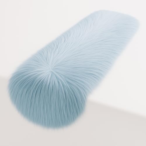 FabricLA Baby Blue Faux Fur Accent Cut 12 x 24 Inches with Rounded Edges for Holiday & Christmas Decor - color: Baby Blue, size: 12"X24" inch