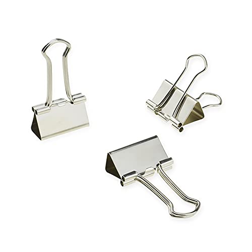 HAHIYO Binder Clips Paper Clamps Spring Steel Sturdy Small 0.75 inches Width 0.2 Inch Capacity No Sharp Edges Heavy Duty Tight Grip Reusable Silver Metal Bright Finish for Home Office School 30 Pack - size: Silver0.75in-30P