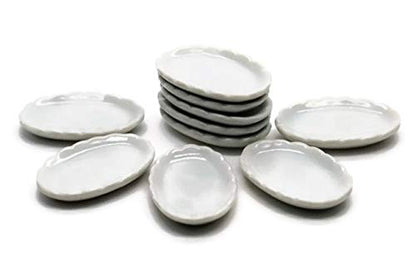 10 White Cearmic Plate Dish Bowl Dollhouse Miniatures Food Kitchen No 1 by Cool Price