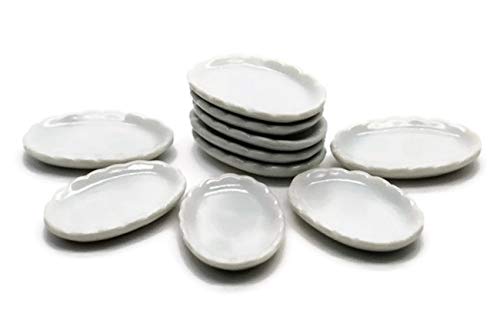 10 White Cearmic Plate Dish Bowl Dollhouse Miniatures Food Kitchen No 1 by Cool Price