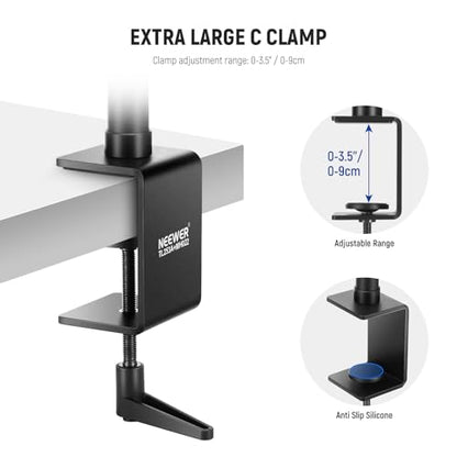 NEEWER Upgraded Overhead Camera Rig with Trifold Camera Boom Arm (Max Load 2lb), 47"/1.2m Telescopic Desk Mount Stand (Max Load 8.8lb) with Phone Clamp Ball Head for LED Light Webcam Mic, TL253A+MH022 - style: TL253A+MH022