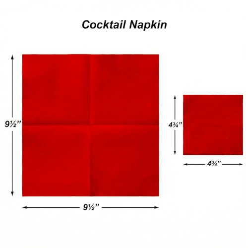 AMERICAN HOMESTEAD Red Cocktail Napkins - Premium 4.75"x4.75" Disposable Linen-Like Beverage Napkins - Bulk Square Party Bar Serviettes for Weddings, Parties, Events, and Everyday Use - 100 Count - color: Red, size: 4.75 x 4.75