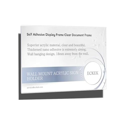 Wall Mount Acrylic Sign Holder Self Adhesive Clear Document Picture Display Frame for Office, Store, School, Home, Wall Picture Frame (Horizontal A5 148×210mm/5.83×8.27inches)