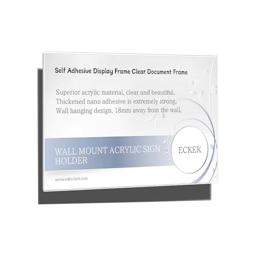Wall Mount Acrylic Sign Holder Self Adhesive Clear Document Picture Display Frame for Office, Store, School, Home, Wall Picture Frame (Horizontal A5 148×210mm/5.83×8.27inches)