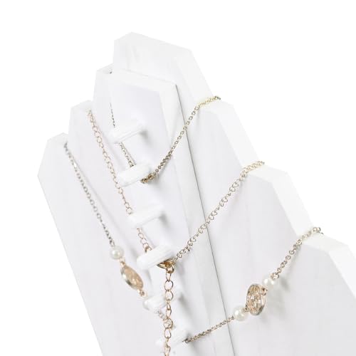 Ikee Design 2pcs Set Wood Jewelry Display Bust with Easel for 3 Necklaces, Wash White Color, ‎8.3" W x 4.3" D x 13" H - color: Wash White