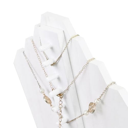 Ikee Design 2pcs Set Wood Jewelry Display Bust with Easel for 3 Necklaces, Wash White Color, ‎8.3" W x 4.3" D x 13" H - color: Wash White