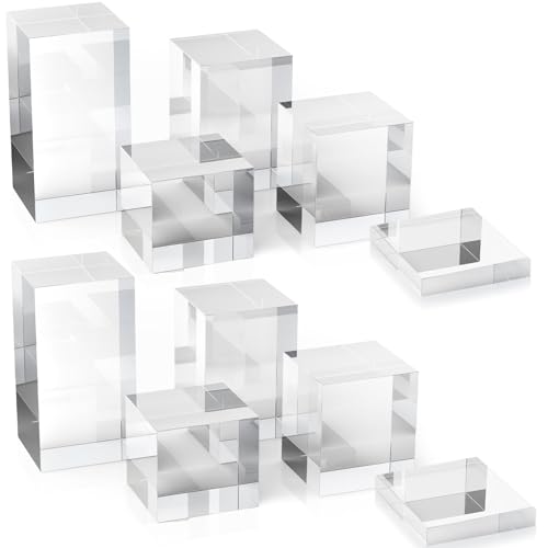 Marsui 10 Pcs Acrylic Cubes for Display Product Photography Props Transparent Acrylic Block Set for Boutique Jewelry Cosmetic Crafts Closet Show (Square,5 Sizes) - color: Square, size: 5 Sizes