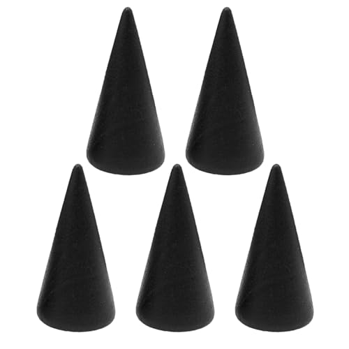 Ring Display Stand 5Pcs Wood Rings Holder Cone Shape Rings Stand Jewelry Display Rack for Business Photoshoot Room Decoration