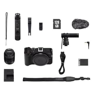 Canon EOS R50 V Content Creator Kit Mirrorless Camera with RF-S 14-30mm Lens, Tripod Grip, Stereo Microphone, 128GB Memory Card, Black (Renewed) - style: Content Creator Kit