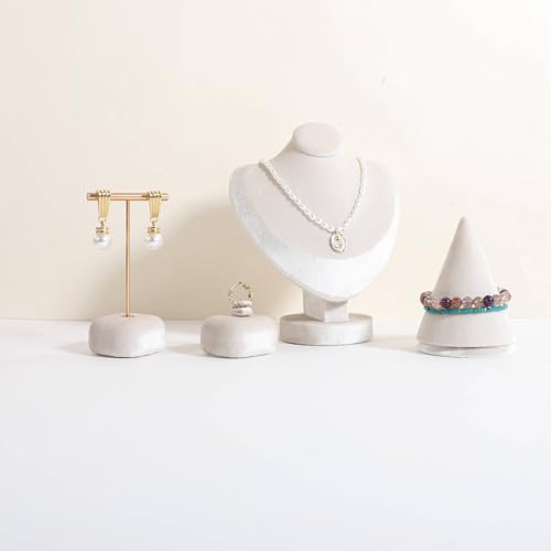 Velvet Earring T Bar Stand Jewelry Display, Earring Display Holder for Selling, Jewelry Storage Organizer【Beige】 - color: Beige