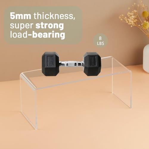 4 Pack Large Acrylic Risers Display Stands, 5mm Thick Display Risers, Shelf Risers for Books, Toys, Cupcakes, Figures (11.8 x 4.72 x 3.93 inches)