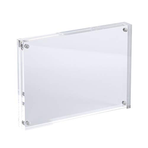 AMEITECH Acrylic Photo Frame 5x7 inches, Free Standing Desktop Double Sided Magnetic Picture Display, 10 + 10MM Thickness Clear Magnet Photo Frame with Microfiber Cloth, Gift Box Package - size: 5 x 7 inch