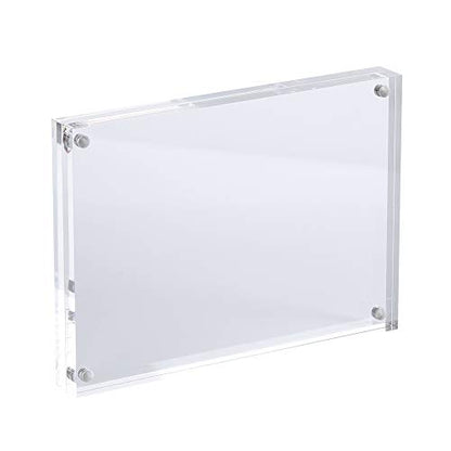 AMEITECH Acrylic Photo Frame 5x7 inches, Free Standing Desktop Double Sided Magnetic Picture Display, 10 + 10MM Thickness Clear Magnet Photo Frame with Microfiber Cloth, Gift Box Package - size: 5 x 7 inch