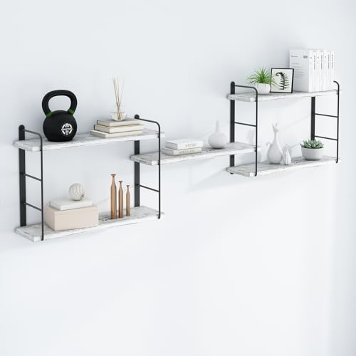 MXCSE Wall Shelves, Wall Mounted Bookshelves, DIY Floating Shelves for Wall, Wood Hanging Book Shelves for Room, Bedroom, Living Room, Easy Installation (Washed White, 50W x 17H) - color: Washed White