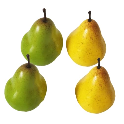 OSALADI Simulated Pear Model Set 4pcs Artificial Fruit Decor Yellow and Green Pears Realistic Photo Props for Home Kitchen Display and Shop Window Ornament