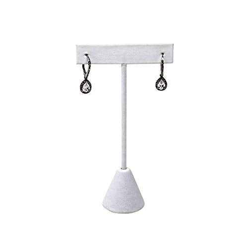 Ikee Design 6 Pcs Set Premium T- Shape Style Earring Display Stand, Earring Stand Jewelry Display for Showroom, Tradeshow, and Showcase, 2 1/2 W x 4 1/2 H in, White Faux Leather - color: White Faux Leather, 4.5" High