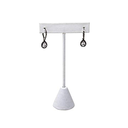 Ikee Design 6 Pcs Set Premium T- Shape Style Earring Display Stand, Earring Stand Jewelry Display for Showroom, Tradeshow, and Showcase, 2 1/2 W x 4 1/2 H in, White Faux Leather - color: White Faux Leather, 4.5" High
