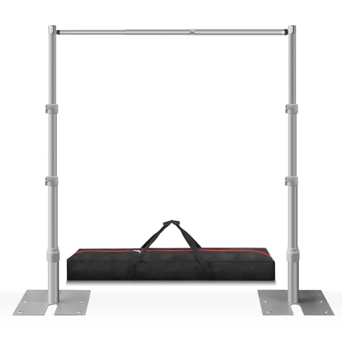 Jiang&Rong 10ft x 10ft Adjustable Backdrop Stand Kit - Heavy Duty Pipe and Drape Stand for Wedding, Birthday Party, Banquet Decorations (Silver) - color: Silver