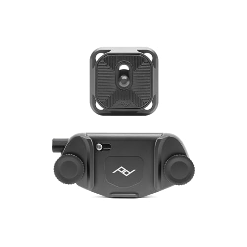 Peak Design Capture Camera Clip V3, Black with Plate, Holds DSLR, Compact and Point and Shoot Bodies, Secure, Stable and Accessible, Attaches to Straps and Belts, Quick Release, 200 lb Capacity - color: Black