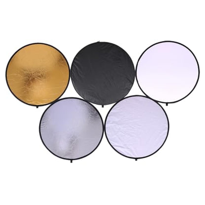 Balacoo Foldable 5-in-1 60cm Photography Light Reflector with Carrying Case, Collapsible Reflective and Diffuser Board for Photo Studio and Outdoor Lighting