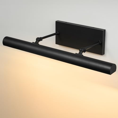 Art Picture Frame Wall Light: 24" Black Dimmable Vintage Artwork Brass Painting Spotlight - Hardwired Swing Arm Rotatable 3 Lights over Pictures - Linear Accent Lighting above Photo for Gallery Museum - color: Black, size: 24"-3 Bulb