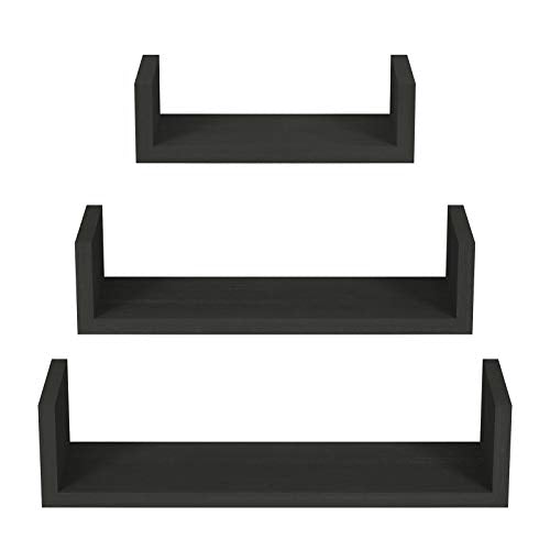 SRIWATANA Floating Shelves Wall Mounted, Solid Wood Wall Shelves, Black - color: 2.weathered Black