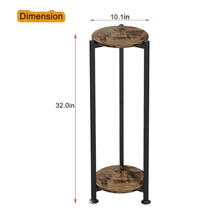 Plant Stand Indoor Corner Tall 2 Tier Metal Modern Flower Storage Plant Shelf Holder for Living Room Balcony Garden,Black (2 Tier-Black Round)