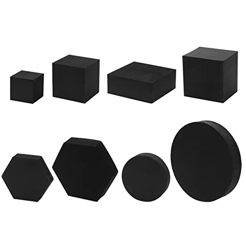 Ragyzity 8PCS Product Photography Photo Props, Geometric Cube Photo Props Set, Hard Foam Geometric Shapes, Stereo Hard Foam Decorative Backdrop for Goods, Crafts, Lipstick, Jewelry, Cosmetics, Black