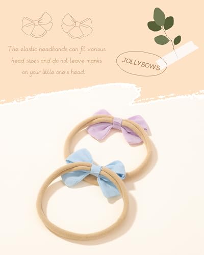jollybows 20pcs Baby Girl Bow Headbands Newborn Nylon Hairband 2" Neutral Linen Infant Hair Bows - color: 5- 20PCS baby girl headbands