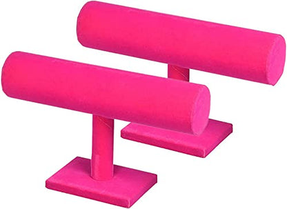 ChezMax Necklace Jewelry Display Jewelry Stand Hovering T-Bar Bracelet Holder for Home Organization - color: E-Rose Red Velvet-2PCS