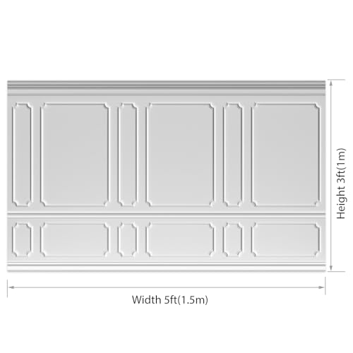 AOFOTO 5x3ft Room Photo Backdrop White Living Room French Classic Frame Wall Photography Background Office Video Conference Meeting Background Adult Children Portrait Photoshoot Backdrop - color: white, size: 5x3ft