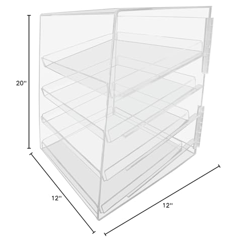 Pastry Display Case 4 Tier Commercial Countertop Bakery Display Case Acrylic Display Box with Rear Door Access & Removable Shelves Keep Fresh for Donut Bagels Cake Cookie by Marketing Holders - size: Pastry Cabinet 4 Trays