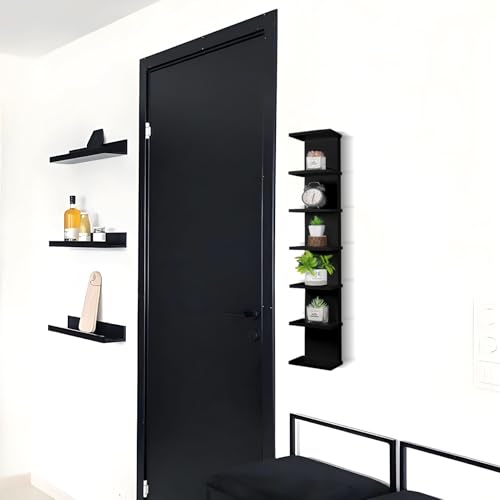 7 Tier Wall Shelf Unit - Lack Floating Shelf, Black Compact Display Floating Shelf, Vertical Column Wall Decor Mount Floating Storage Organizer Tall Tower Shelf for Bathroom，Bedrooms, Living Rooms - style: 1 PCS，7 Tier, black
