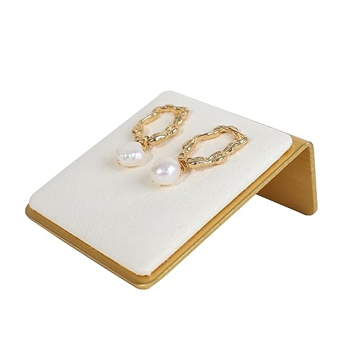 Beige Velvet stud earring holders for selling, small earrings storage board for girls, Gold Jewelry earring display stands, Jewelry studs organizer【Beige】 - color: Cream