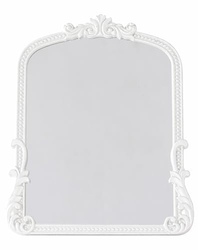 Vintage Vanity Small Mirror with Stand,Gold Decorative Mirrors for Wall,Antique Desk Eclectic Home Dresser Decor Small Mirror,Bathroom, Bedroom, Makeup Desk, Wall Entry,11.6" L x 9.0" W White - color: White