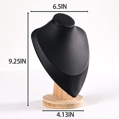 Coward 3D PU Leather Necklace Display Bamboo Chain Jewelry Model Bust Stand(black pu, 9.2") - color: Black PU, size: 9.2" Hight