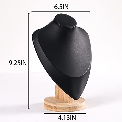 Coward 3D PU Leather Necklace Display Bamboo Chain Jewelry Model Bust Stand(black pu, 9.2") - color: Black PU, size: 9.2" Hight