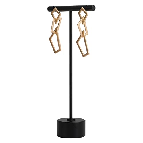 Black Metal T Shape Earring Display holders, Earring T Stand for Show, T Bar Jewelry Stand for Online Store Photography【Black-Round Base Height 5.3"】 - color: Black, size: High