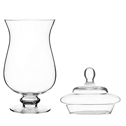 MyGift Clear Glass Apothecary Jars with Lid, Decorative Footed Vase, Candy Buffet Containers, Set of 3 - color: Clear Glass