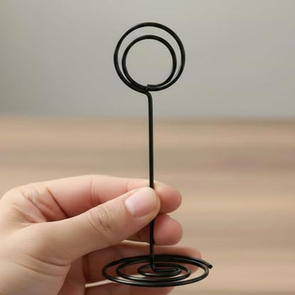 TecUnite 24 Pieces 3.35 Inch Table Number Holder Place Card Photo Holder Picture Name Menu Clips Memo Cards Stand for Wedding Reception Anniversary Birthday Party Centerpieces (Black) - color: Black