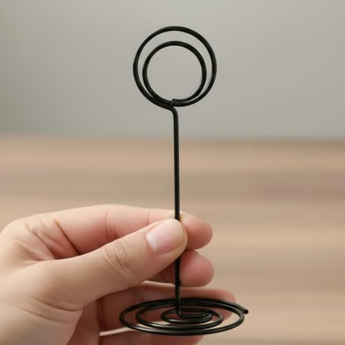 TecUnite 24 Pieces 3.35 Inch Table Number Holder Place Card Photo Holder Picture Name Menu Clips Memo Cards Stand for Wedding Reception Anniversary Birthday Party Centerpieces (Black) - color: Black