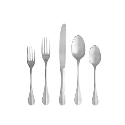 Costa Nova 5-Piece Silverware Service for 1 - Nau Collection, Brushed Finish | Stainless Steel Cutlery | Dishwasher Safe Flatware | Restaurant Quality Dinnerware - color: Brushed