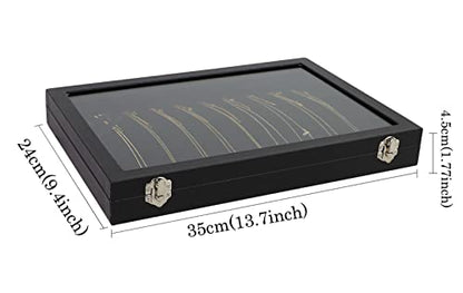 Wudygirl Necklace Organizer 20 Hooks Jewelry Organizer Jewelry Display Stackable Glass Top Lockable Black Velvet Boxes(Necklace Tray) - style: Necklace Tray