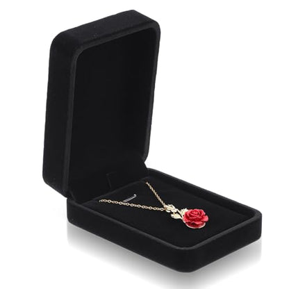 Yolev Velvet Necklace Gift Boxes Black Pendant Box for Jewelry Gifts Small Jewelry Gift Box Storage Display Case for Necklace Wedding Engagement Birthday Anniversary Valentine's Day