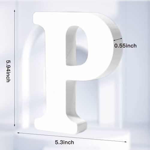 AOCEAN 6 Inch White Wood Letters - Unfinished Wood Letters for Wall Christmas Decor Standing Letters Slices Sign Board Decoration for Xmas Home Party Projects (P) - style: P