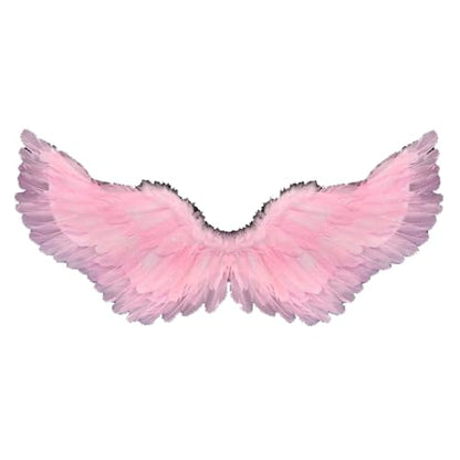 Fairy Wings Angel Feather Wings with Elastic Straps Costume Cosplay Photography Props Halloween Supplies - color: Pink, size: 23.62"X7.87"