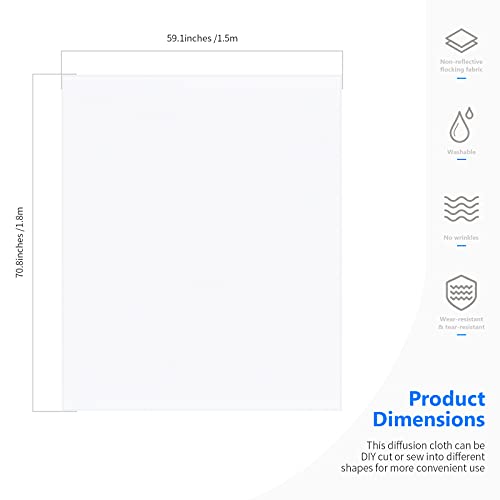 Neewer 2 Yard x 60 Inch/1.8M x 1.5M Polyester White Seamless Diffusion Fabric for Photography Softbox,Light Tent and Lighting Light Modifier - size: 1.8 X 1.5m